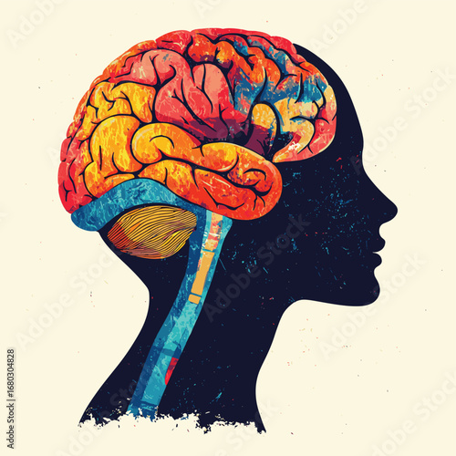 Areas of the brain and head. Symbol. Vector illustration
