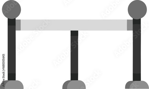 Silver crowd control barrier vector design metallic security stanchion queue rope stand scalable eps illustration