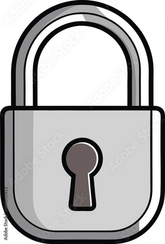 Shiny metallic silver padlock vector illustration icon for secure access and protection concepts