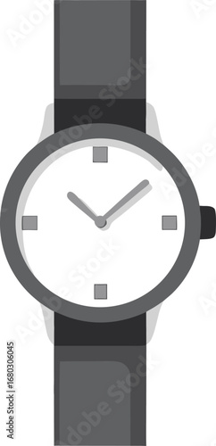 Elegant silver wristwatch with classic leather strap vector illustration for modern style and fashion