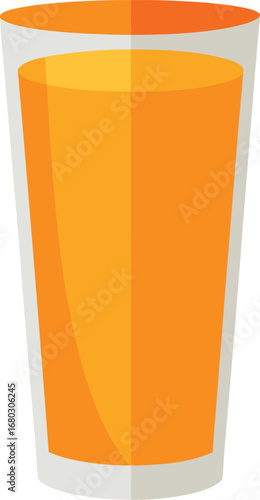 Tall glass of fresh orange juice drink refreshing beverage illustration vector graphic
