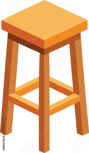 Vector illustration of a wooden bar stool with square seat and four legs minimalist design