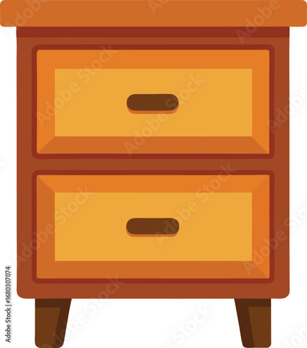 Scalable vector illustration of a wooden nightstand with two drawers perfect for home decor design elements