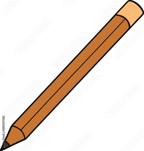 Sharpened wooden pencil with eraser tip vector illustration graphic element for creative projects