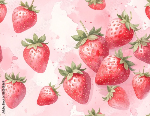 Fresh Strawberries Pattern Background