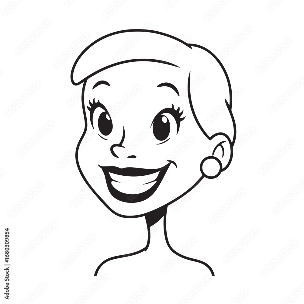 Beautiful Woman Black and White Vector Image Illustration Fashion Girl Portrait Line Art Drawing Beautiful Woman Black and White Vector Image Illustration Fashion Girl Portrait Line Art Drawing