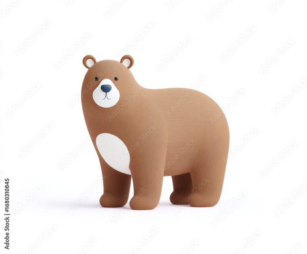 Fototapeta premium Cartoon bear standing on white background