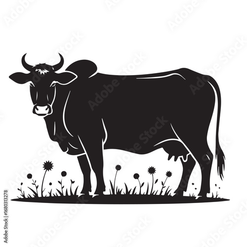 Silhouette of indian cow 