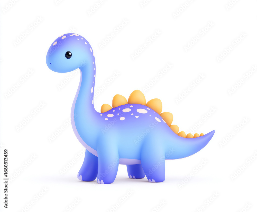 Naklejka premium Blue cartoon dinosaur standing on white background