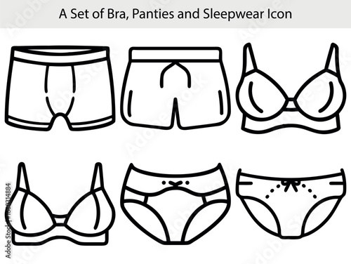 Underwear bra panties sleepwear icons lingerie