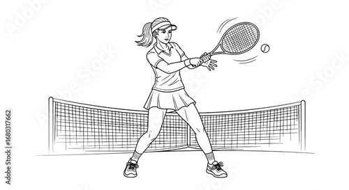 Professional Female Tennis Player Executing a Powerful Forehand Stroke During a Match