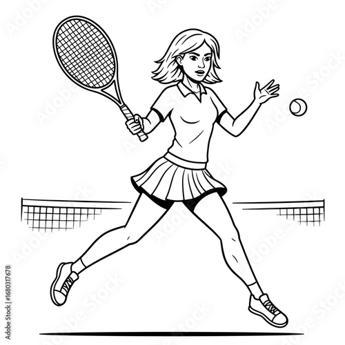 Energetic Female Athlete Ready for Tennis Match Action