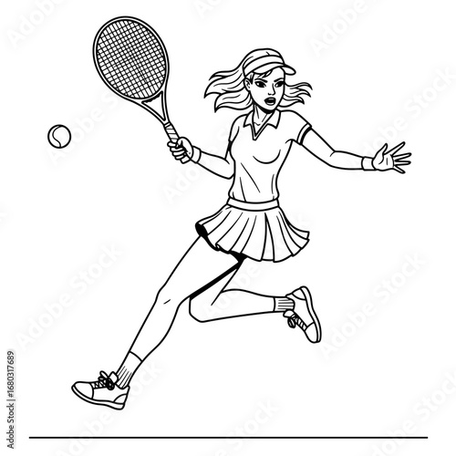Dynamic Tennis Player Captures Action Shot Mid-Serve with Focused Intensity