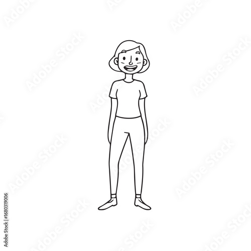 Beautiful Woman Black and White Vector Image Illustration Fashion Girl Portrait Line Art Drawing