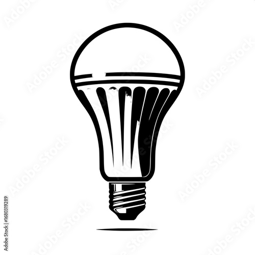 Black and White Vector Silhouette of LED Bulb