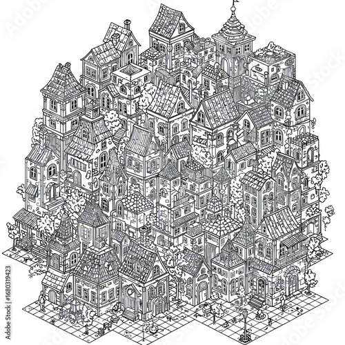 Intricate Old Town Architecture With Tall Towers And Buildings