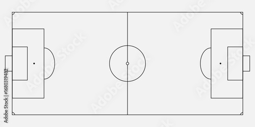 Football field. Football field lines style. Black field and stadium outline scheme on white background.