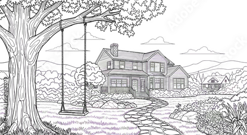 A Peaceful Countryside Home with Mature Trees and Gentle Hills in the Distance