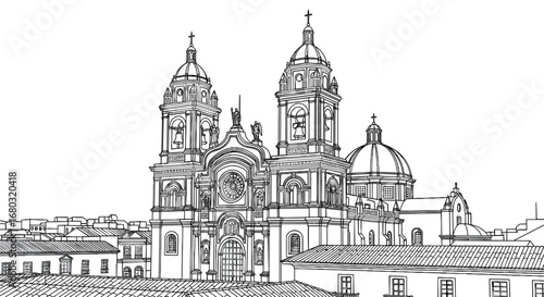Magnificent Baroque Cathedral Architecture With Intricate Details and Towering Domes