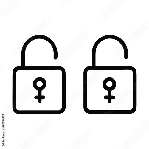 Unocked Padlock Vector Icon On White Background Internet Lock Button Vector,