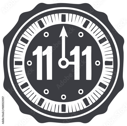 11:11 Time on the Clock Face, Numerology and Synchronicity Illustration, Eleven Eleven, Symbol, Vector Graphic