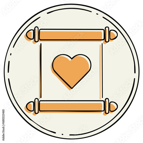 Doodle Style Love Letter Scroll With a Heart Design for Valentines day