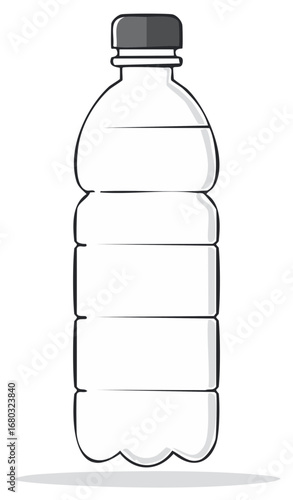 Plastic water bottle illustration with shadow, isolated