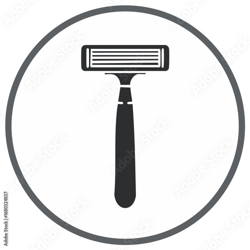 Razor Icon Inside Circle Simple Black Razor Graphic Shaving Tool Concept