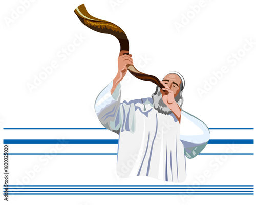 Jewish rabbi blows the safari Rosh HaShana