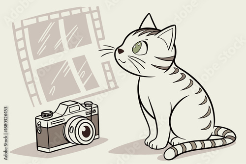 Vintage American Shorthair Cat Sketch
