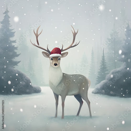 reindeer with christmas tree