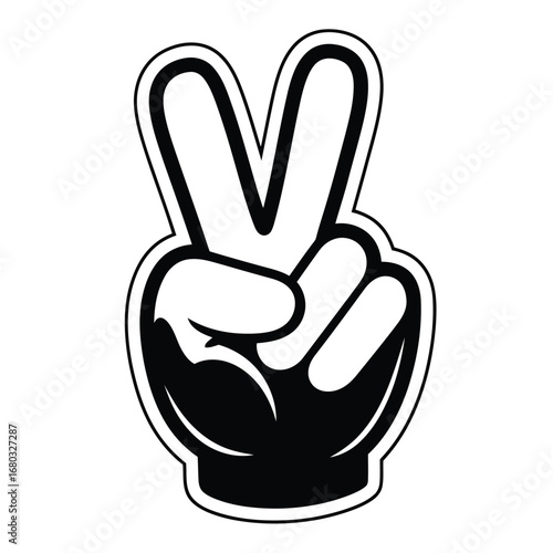 Vector art of peace sign hand gesture, victory symbol