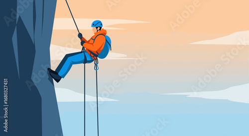 Adventurous Climber Descends Cliff Face With Safety Gear In Thrilling Visual