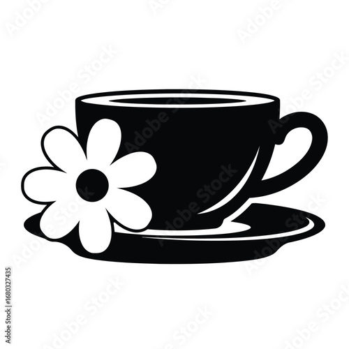 Vector art of coffee cup with flower decoration