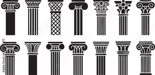 Elegant black and white column silhouettes create a timeless architectural design element for your projects