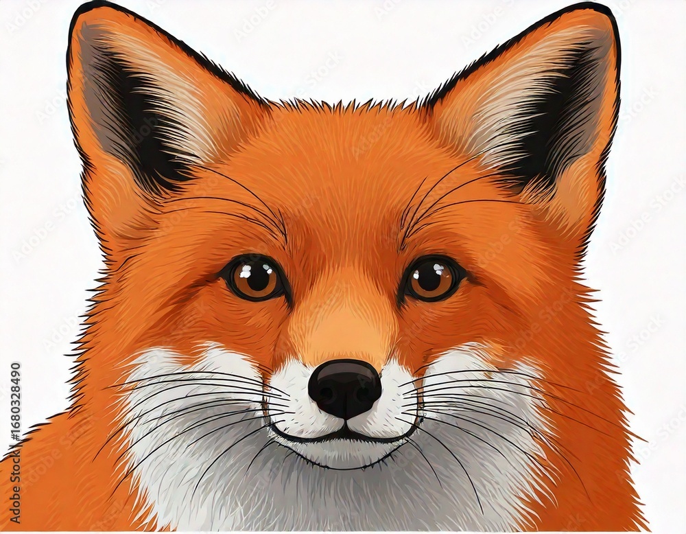 Obraz premium Curious Fox Illustration, isolated on white background
