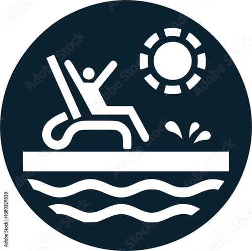 Beach Vacation Resort Icon with Lounge Chair