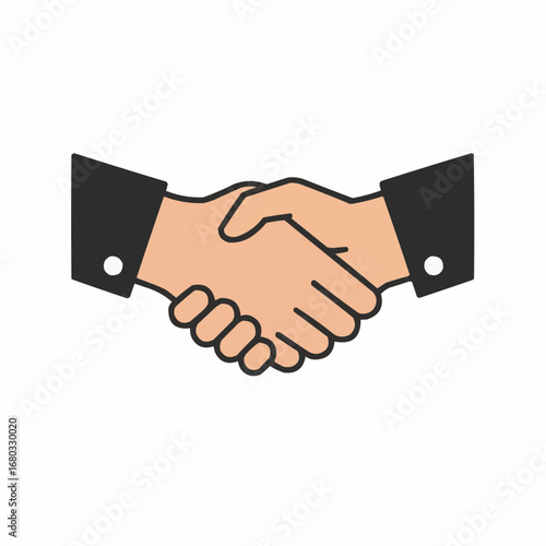 Two hands clasped in a firm handshake, signifying agreement and partnership.