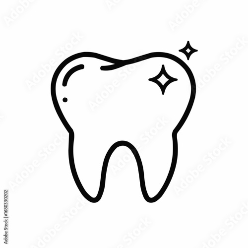 A simple, clean outline illustration of a healthy, sparkling tooth, representing dental health.