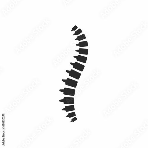Silhouette of a human spine showing vertebrae and its natural curvature against a white background.