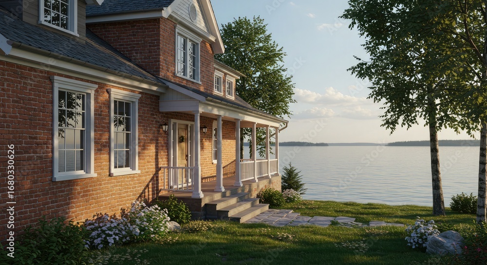 Fototapeta premium house on the river bank