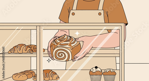Artisanal Bakery Displaying Delightful Pastries In A Warm And Inviting Setting