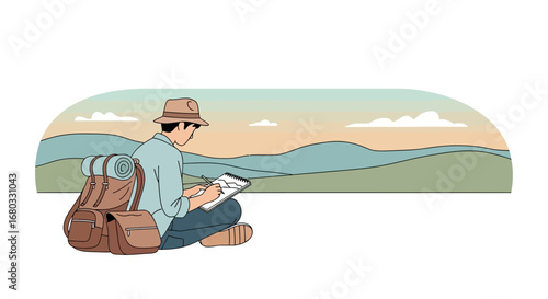 Artist Sketches Landscape Views: Adventure and Artistic Expression Amidst Nature's Beauty