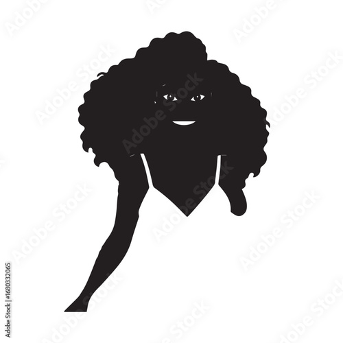 Beautiful Woman Black and White Vector Image Illustration Fashion Girl Portrait Line Art Drawing