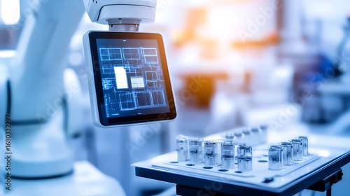 Wallpaper Mural Automated Robotic Arm with Digital Interface Analyzing Samples in a Laboratory Setting Torontodigital.ca