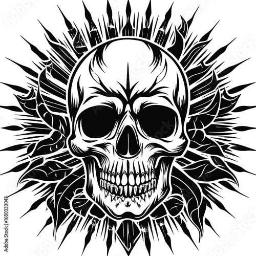 skull on black background