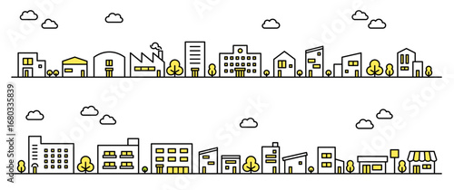 家・店・ビル・建物の街並みアイコン