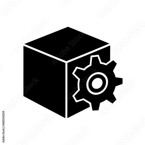 vector silhouette of a box with a corner gear  