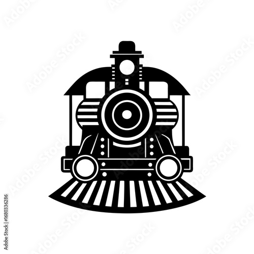 vector silhouette of a front view steam train  hea