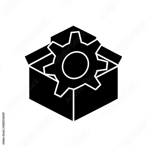 vector silhouette of a partial gear  box outline  